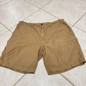 Polo Ralph Lauren Nutical Naval Chino Shorts Mens 38 Khaki Brown Linen Cotton